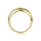 Gold ring with a diamond on a white background