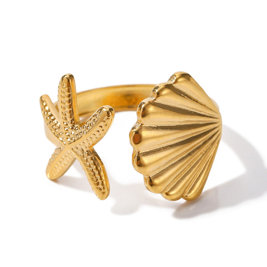 Starfish & Seashell Wrap Ring