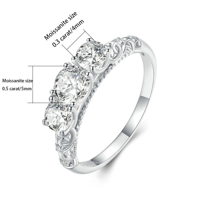 Violet - Three Stone Royal Engagement Ring