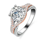 Carolina rose & white two-tone engagement ring with moissanite – 925 sterling silver