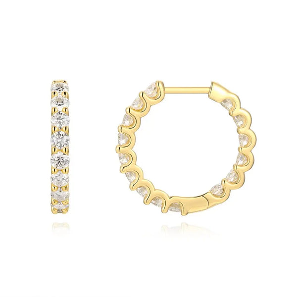 3mm eternity hoop earrings with moissanite – 18K gold-plated 925 sterling silver
