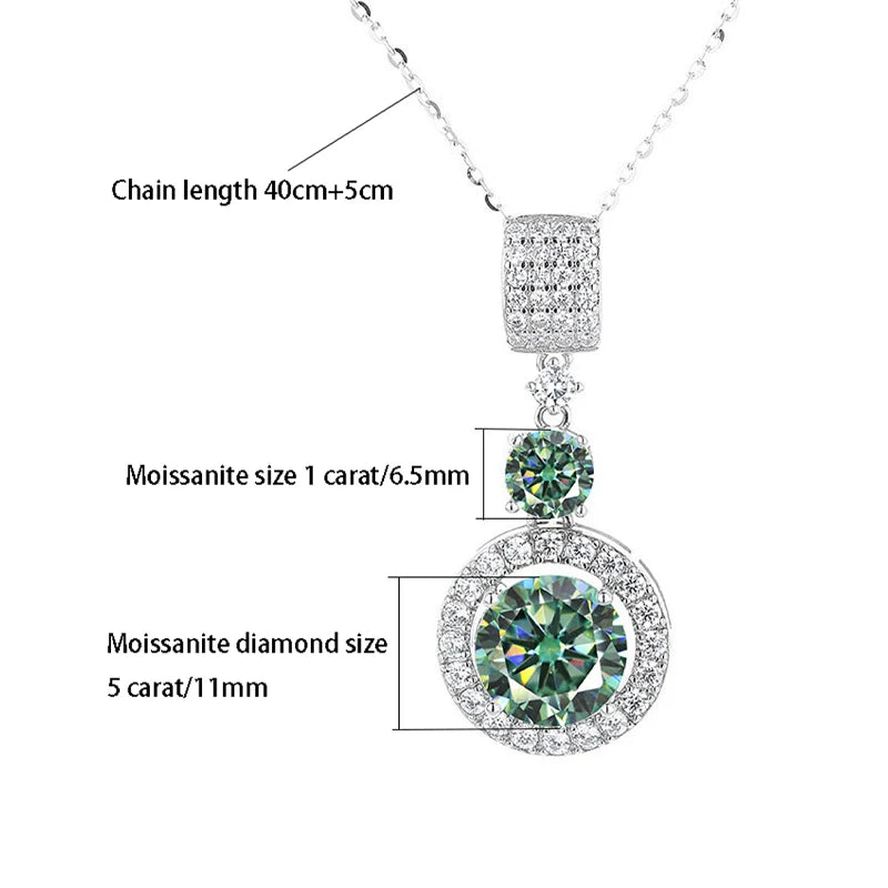 Round Green Stone Halo Necklace