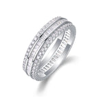 Three-layer baguette anniversary ring with moissanite – 925 sterling silver