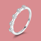 Five-Stone Floating Stackable Band - Moissanite, 925 Sterling Silver
