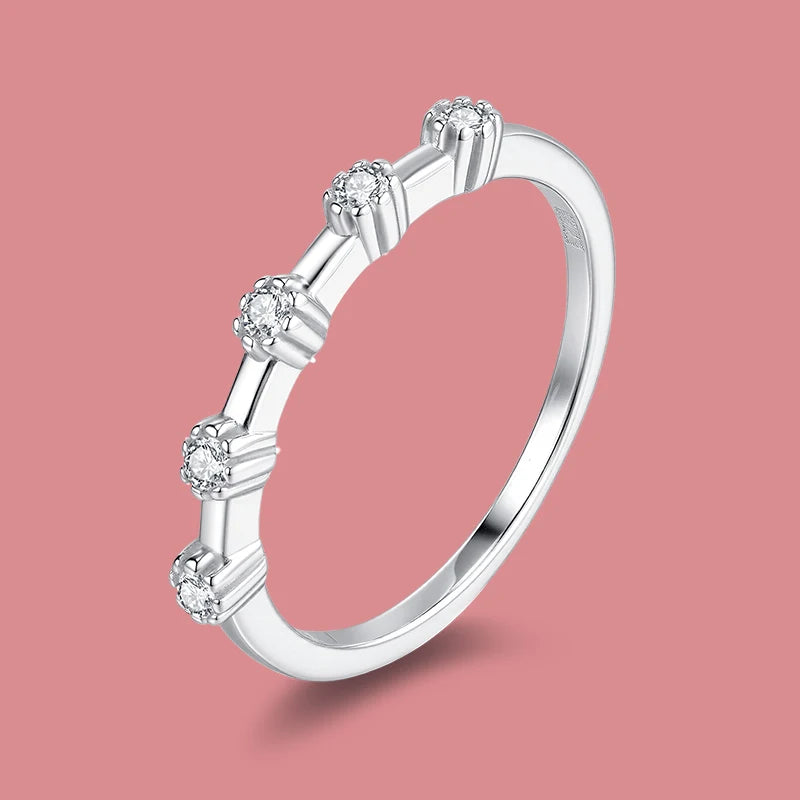 Five-Stone Floating Stackable Band - Moissanite, 925 Sterling Silver