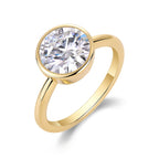 Lena round bezel solitaire engagement ring with 3.0ct moissanite – 925 sterling silver