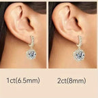Two views of an earring on an ear, showing different sizes labeled '1ct(6.5mm)' and '2ct(8mm)'.