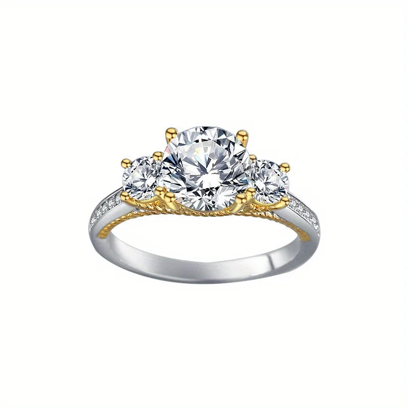 Trinity - Three Stone Two-Tone Engagement Ring