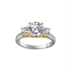 Trinity three-stone two-tone engagement ring with 2.0ct moissanite – 925 sterling silver