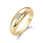 North Star dome ring with moissanite – 18K gold-plated 925 sterling silver