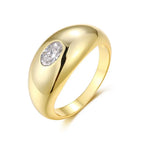Gold oval ring with moissanite – 18K gold-plated 925 sterling silver