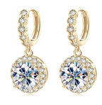 Sunflower drop earrings with moissanite – 18K gold-plated 925 sterling silver