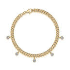 Cuban dangle bracelet with moissanite charms – 18K gold-plated 925 sterling silver