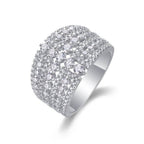 Wide pavé band statement ring with moissanite – 925 sterling silver