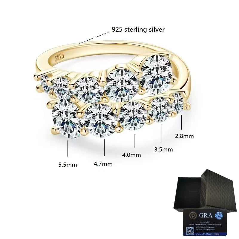 Double Row Round Stone Bypass Ring