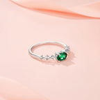 Emerald Skyline Promise Ring - 0.5ct Lab Emerald & Moissanite, Sterling Silver