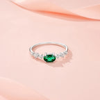 Emerald Skyline Promise Ring - 0.5ct Lab Emerald & Moissanite, Sterling Silver