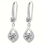 Teardrop halo dangle earrings with moissanite – 925 sterling silver
