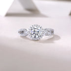 Diamond ring on a light gray background