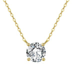 Floating solitaire necklace with moissanite – 18K gold-plated 925 sterling silver