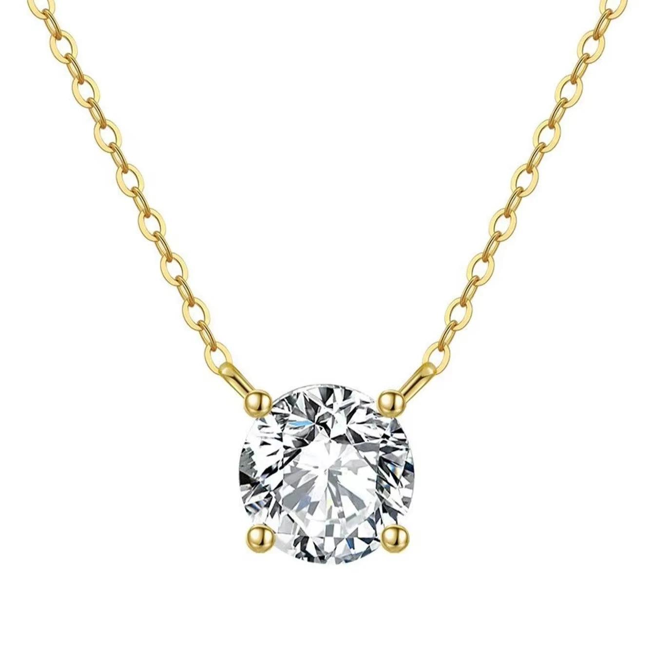 Round Stone 4-Prong Necklace