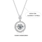 Silver necklace with a diamond pendant on a white background
