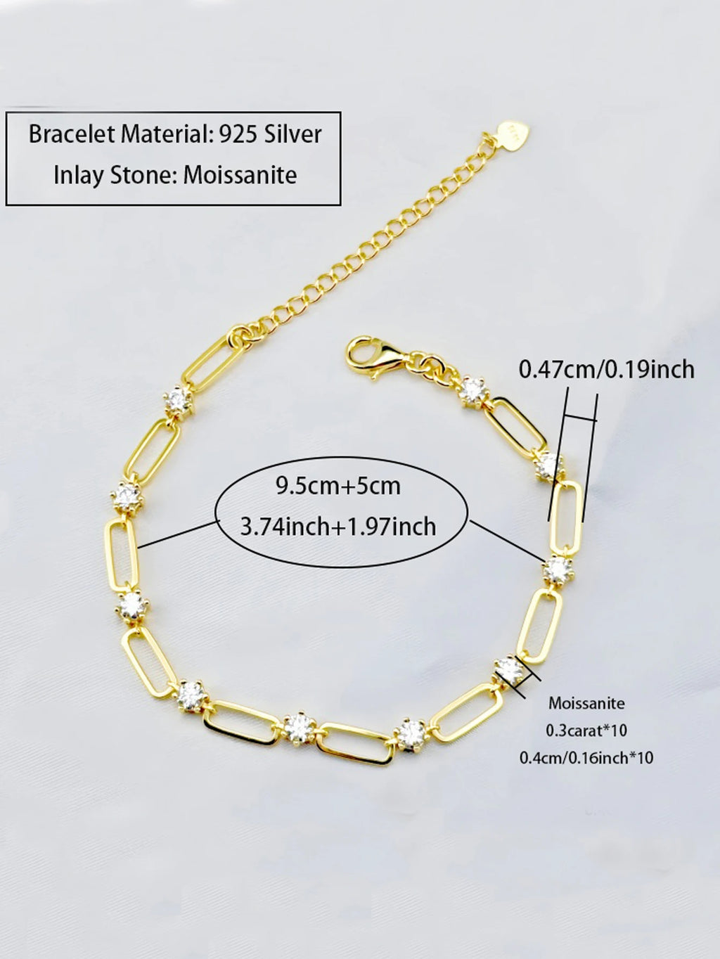 18K Gold-Plated Round Stone Bracelet