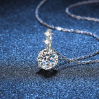 Diamond necklace on a blue textured background