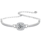 Halo cushion bracelet with moissanite – 925 sterling silver