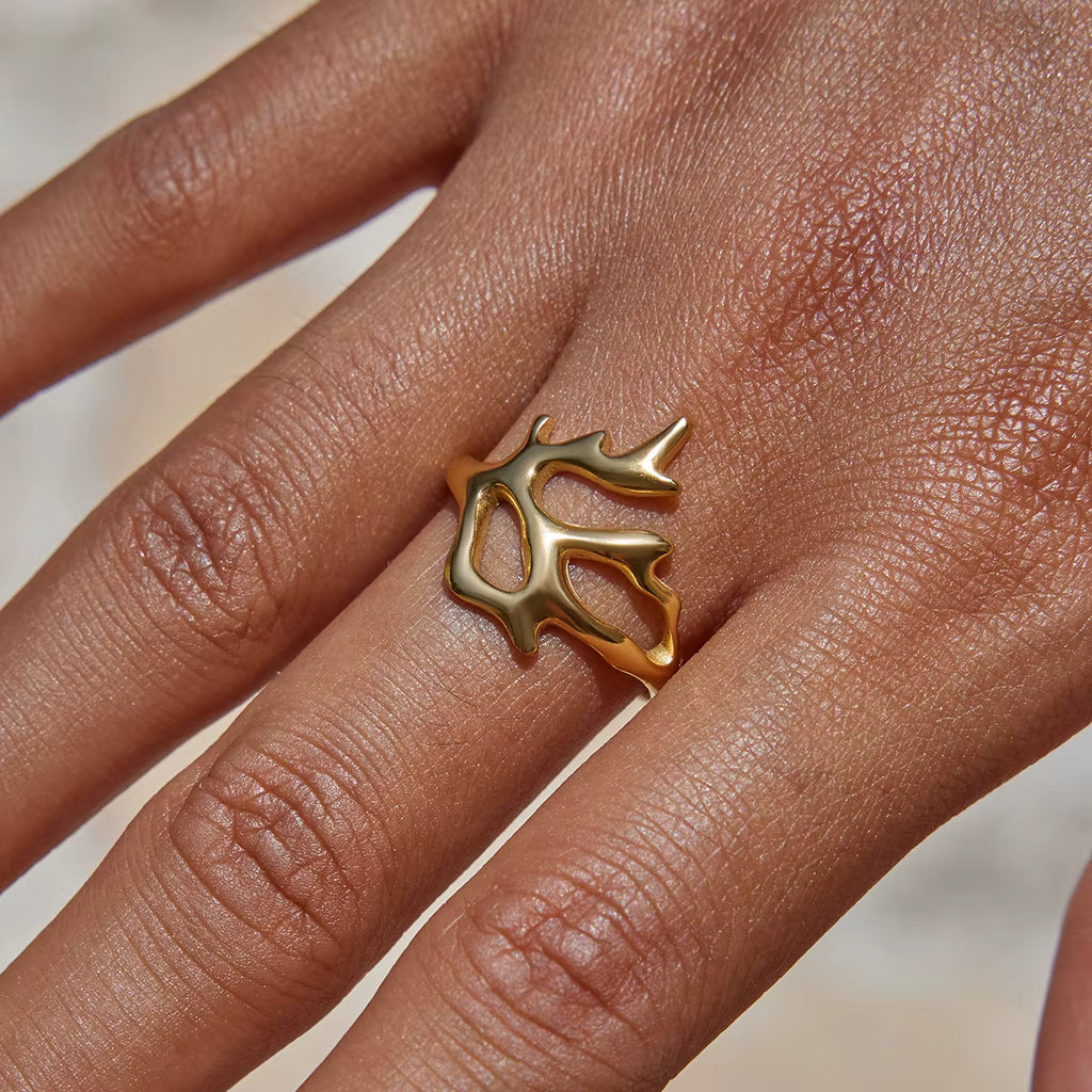Coral Branch Ring - Waterproof 18K Gold-Plated Stainless Steel