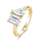 Toi et moi pear engagement ring with two pear-cut moissanite stones – 925 sterling silver