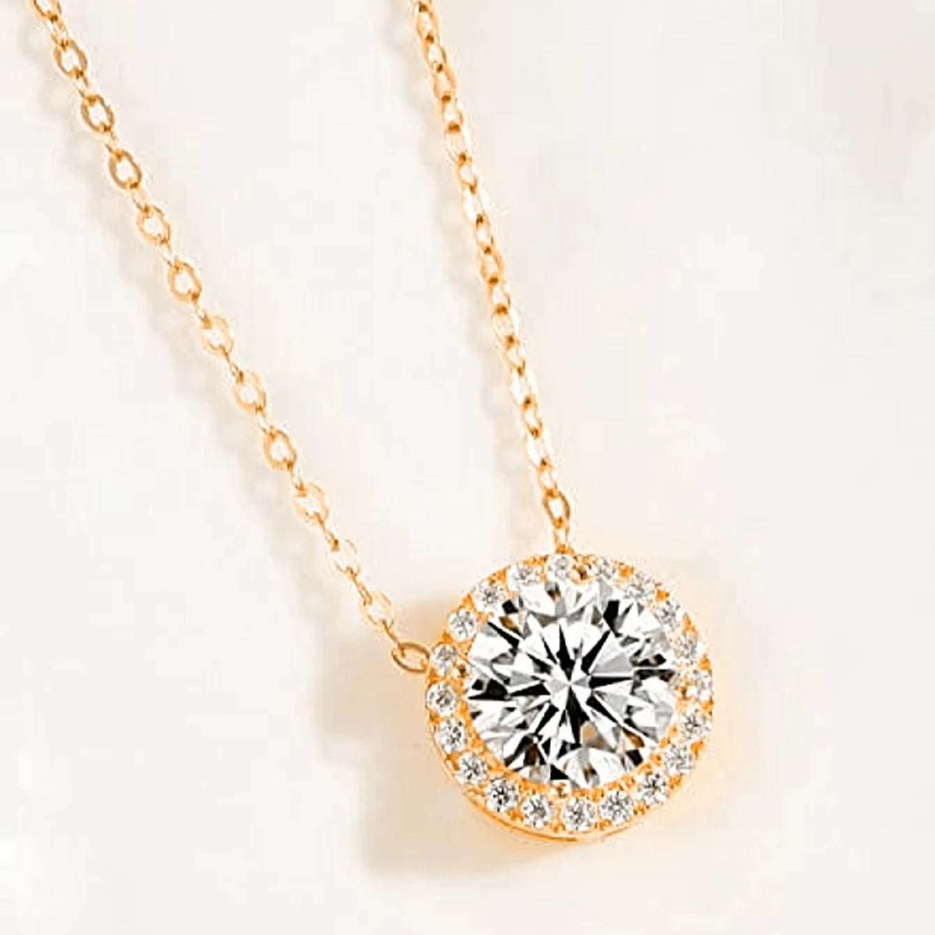 Round Stone Halo Necklace