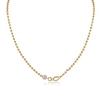 Bezel-clasp necklace with moissanite – 18K gold-plated 925 sterling silver