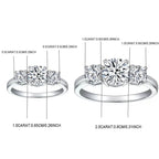 Two diamond rings with measurements indicated on a white background