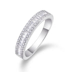 Channel-set baguette anniversary ring with moissanite – 925 sterling silver