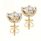 Round stone stud earrings with moissanite – 18K gold-plated 925 sterling silver