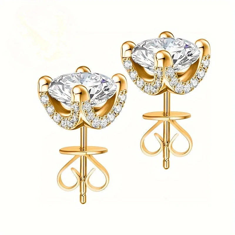 Round Stone Stud Earrings