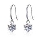 Round stone stud dangle earrings with moissanite – 925 sterling silver