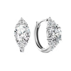 Round marquise huggie earrings with moissanite – 925 sterling silver