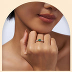 Emerald Skyline Promise Ring - 0.5ct Lab Emerald & Moissanite, Sterling Silver