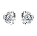 Clover huggie earrings with moissanite – 925 sterling silver