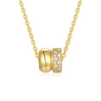 Double-bead pendant necklace with moissanite – 18K gold-plated 925 sterling silver