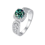Emerald Muse halo promise ring with green moissanite – 925 sterling silver