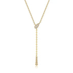 Y-shape bead necklace with moissanite – 18K gold-plated 925 sterling silver