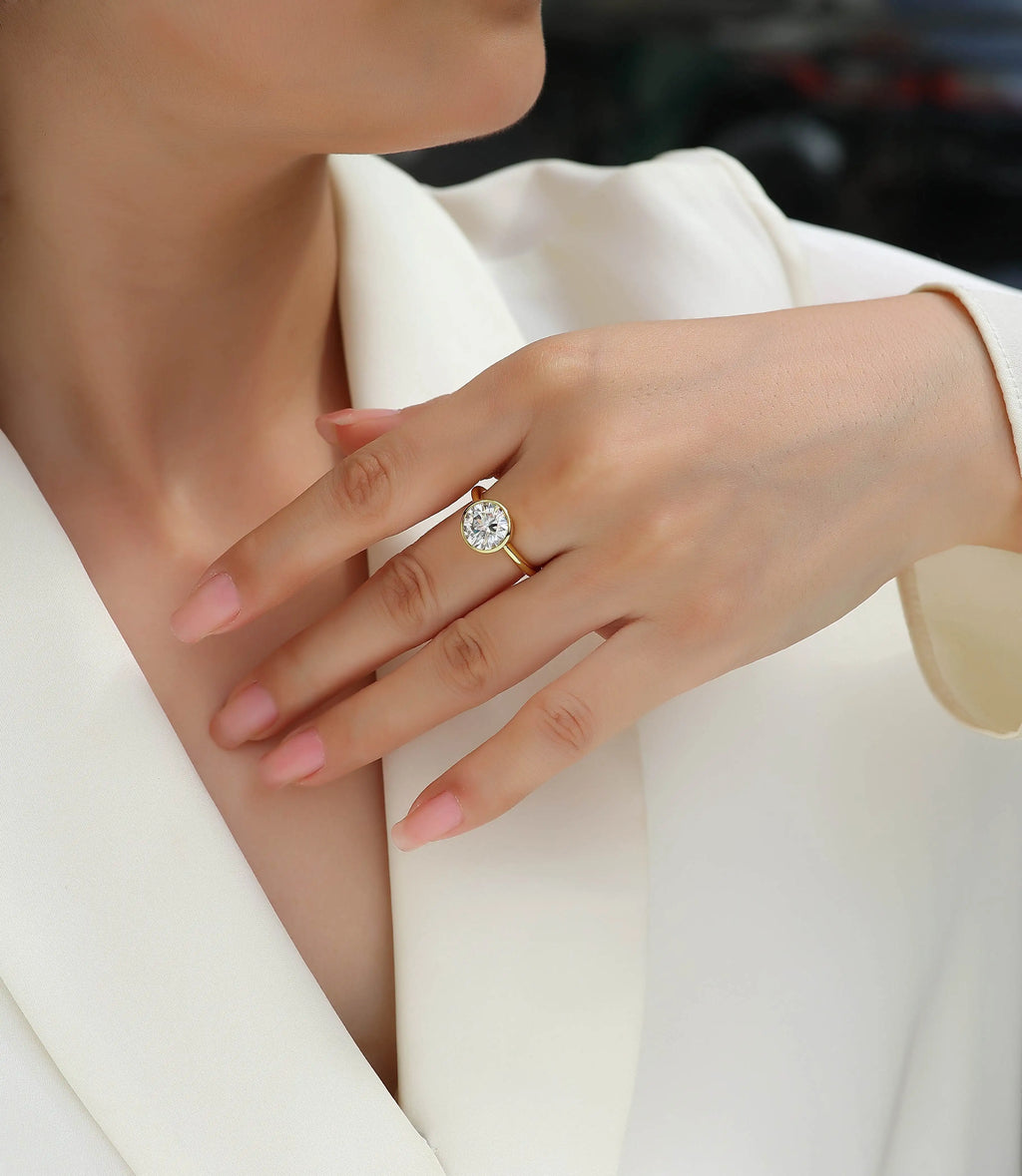 Lena - Round Bezel Solitaire Engagement Ring