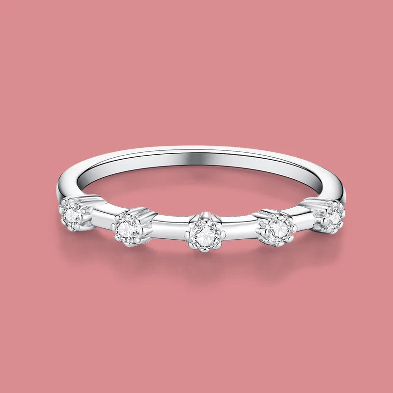 Five-Stone Floating Stackable Band - Moissanite, 925 Sterling Silver
