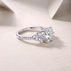 Diamond ring on a soft beige background