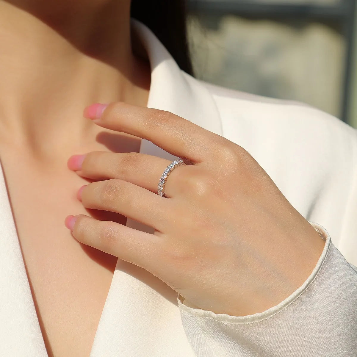 Round Stone Stackable Ring