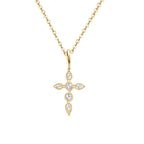 Celestial cross necklace with pavé moissanite – 18K gold-plated 925 sterling silver