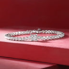 Diamond bracelet on a red surface